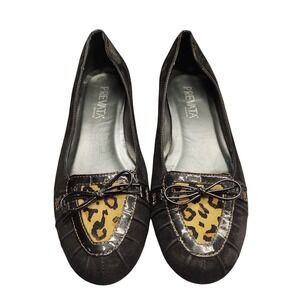 Prevata Ballet Flats Womens Size 9B Multi Cheetah Print Genuine Leather Slip On